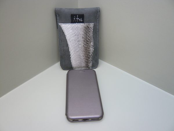 Zalmleer smartphone cover grijs