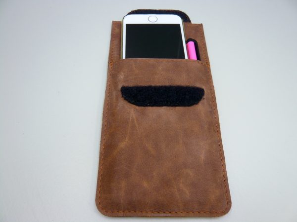 Smartphone cover rundleder cognacbruin