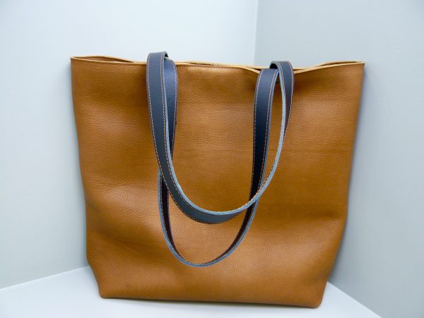 Handtas rundleder cognac kleur