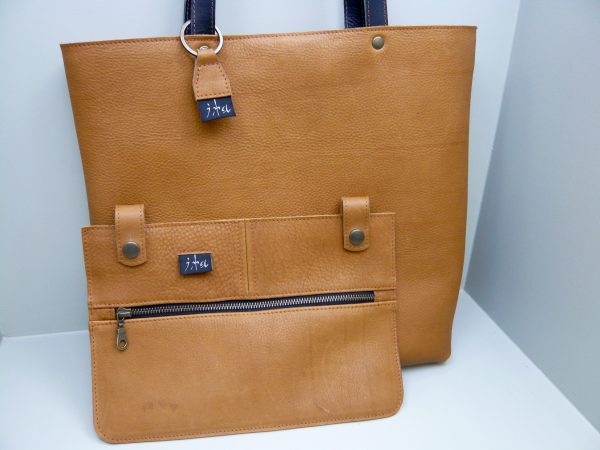 Handtas rundleder cognac kleur