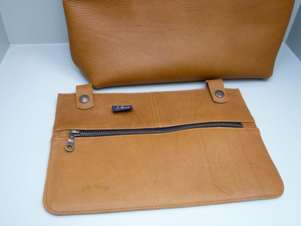 Handtas rundleder cognac kleur