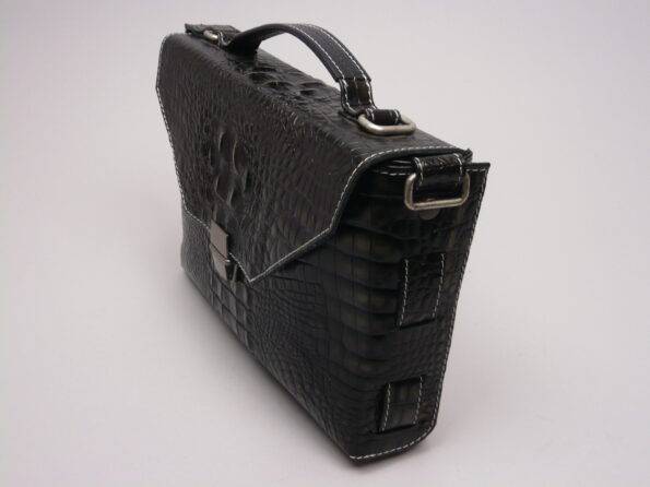 Handtas croco rundleder zwart