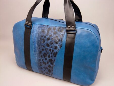 Weekendtas visleer zeewolfleer blauw