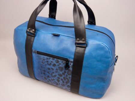 Weekendtas visleer zeewolfleer blauw