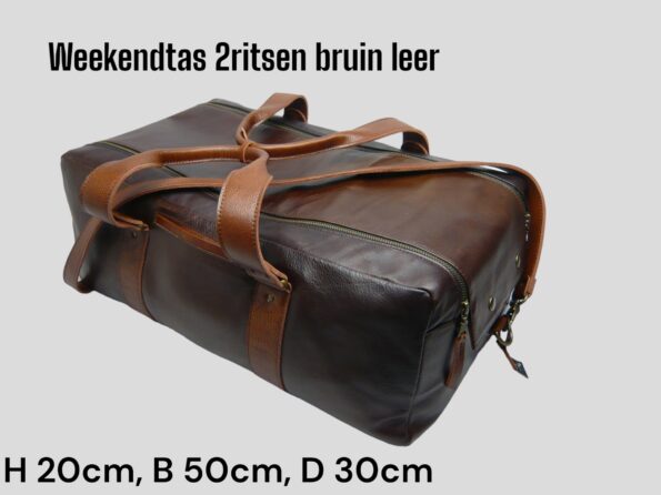 Weekendtas 2ritsen bruin leer